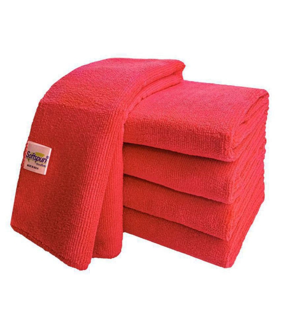 SOFTSPUN Microfiber Cleaning Cloths, 2pcs 40x40cms 340GSM Red! Highly Absorbent, Lint and Streak Free, Multi -Purpose Wash Cloth for Kitchen, Car, Window, Stainless Steel, silverware.