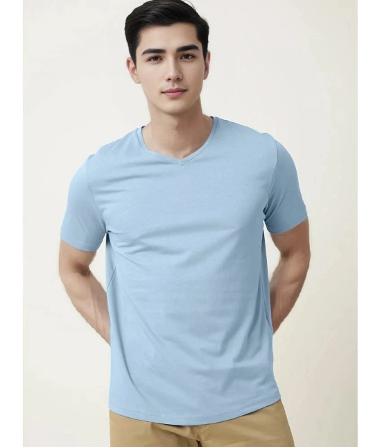 Radprix Cotton Regular Fit Solid Half Sleeves Mens T-Shirt - Light Blue ( Pack of 1 ) - None