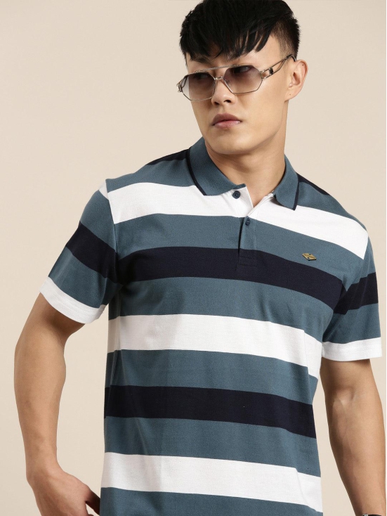 Blue Striped Polo T-shirt-XXL / Multicolor