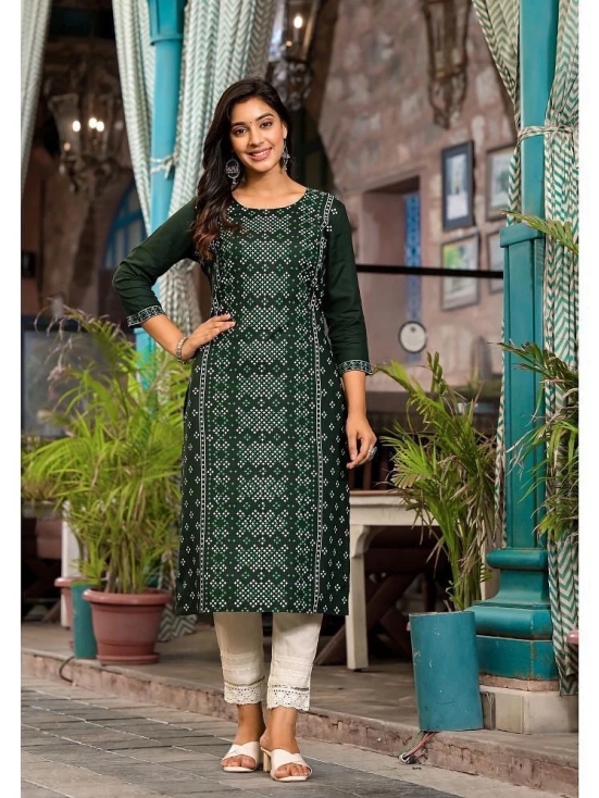 Juniper Rayon Printed Straight Womens Kurti - Green ( Pack of 1 ) - None