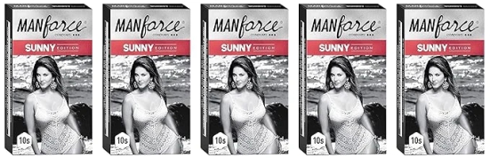 Manforce Ribbed & Dotted Sunny Edition Condoms 10 Pcs x Pack of 5