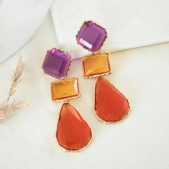 Multi-Hued Crystal Statement Earrings