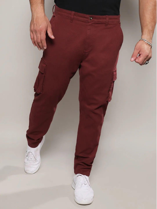 Maroon Cargo Trousers Maroon 42