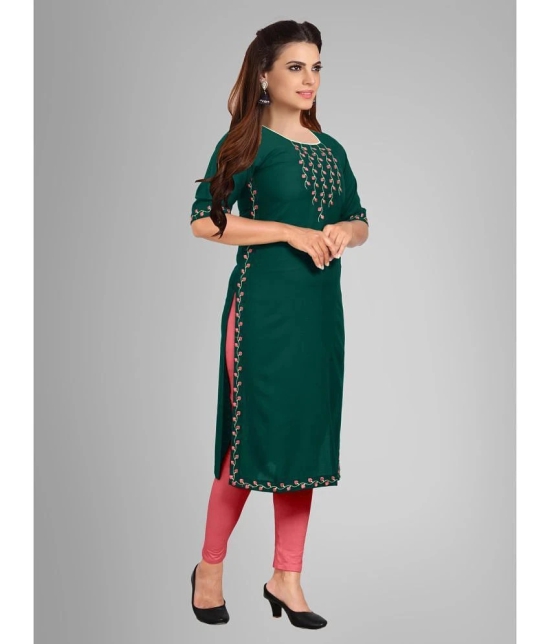 Kapadia - Green Rayon Womens Straight Kurti ( Pack of 1 ) - None