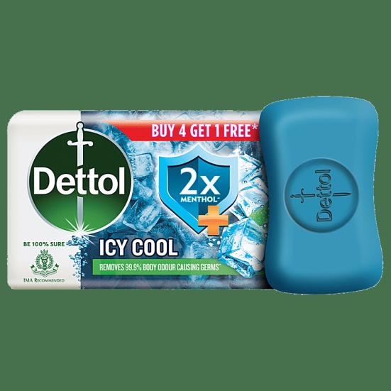 Dettol Intense Cool 2X Menthol Soap, Protects From Body Odour, 125G