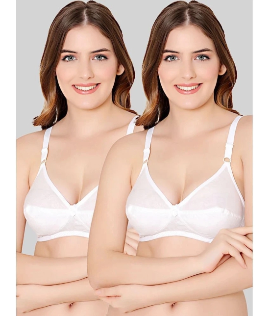 Bodycare White Cotton Blend Non Padded Womens Everyday Bra ( Pack of 2 ) - None