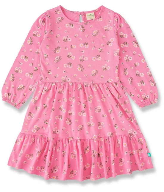 Juscubs - Pink Cotton Girls Fit And Flare Dress ( Pack of 1 ) - None