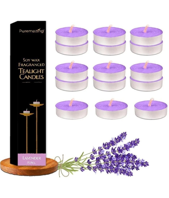 Imvelo Blue Lavender Wax Tea Light Candle 4 cm ( Pack of 15 )