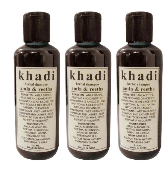 Khadi Herbal amla & reetha Shampoo 210 ml - Pack of 3