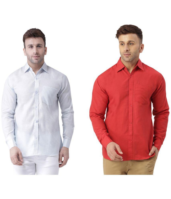 KLOSET By RIAG 100% Cotton Regular Fit Solids Full Sleeves Men's Casual Shirt - Red ( Pack of 2 ) - None