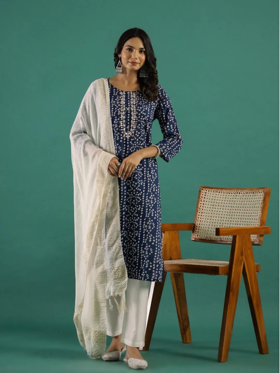 Blue & White Kurta Set-4X-Large