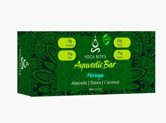 YOGABITES- Protein Bar / Energy Bar / Ayurveda Bars - Moringa ,Almond ,Medjool Dates, Coconut, Flax, Pumpkin-60 gm (Pack of 6)