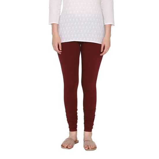 Women's Cotton Churidar leggings (Free Size)- Dark Maroon