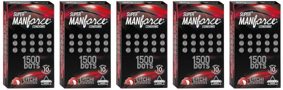 Manforce Extra Dotted Condoms Litchi Flavoured- 10 Pcs x Pack of 5