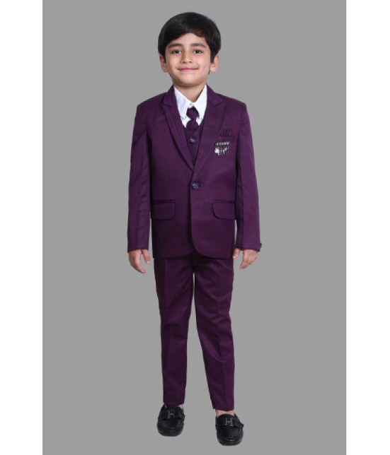 DKGF Fashion - Purple Polyester Boys 3 Piece Suit ( Pack of 1 ) - None