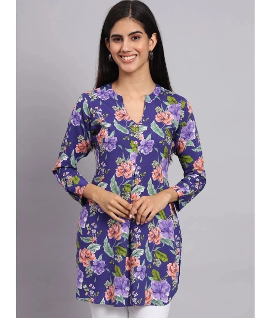 Tissu Rayon Printed Straight Womens Kurti - Purple ( Pack of 1 ) - None