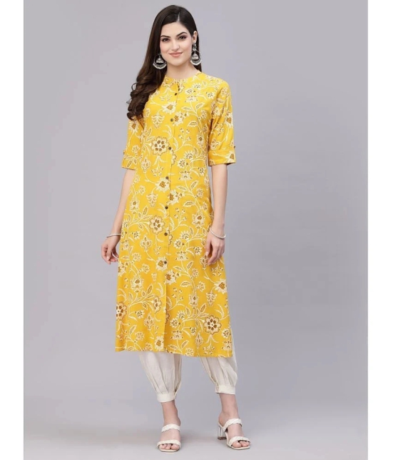 Stylum - Mustard Rayon Womens Front Slit Kurti ( Pack of 1 ) - None