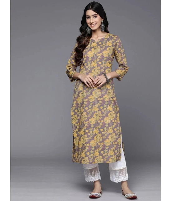 Varanga Cotton Printed Straight Womens Kurti - Yellow ( Pack of 1 ) - None