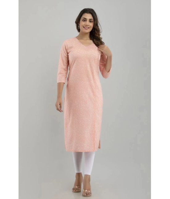 Frionkandy - Peach Cotton Womens A-line Kurti ( Pack of 1 ) - None