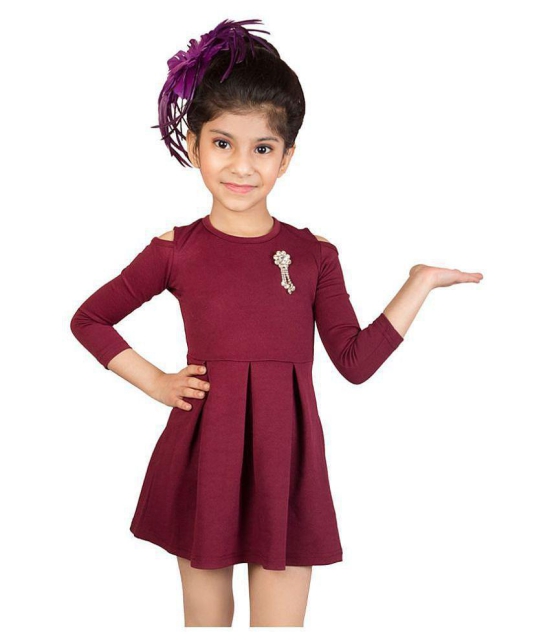 Addyvero Girls Cut Shoulder Maroon Party Dress - 4-5 Years