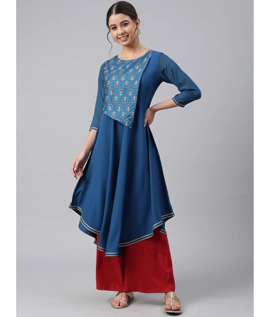 Janasya - Blue Crepe Womens Asymmetrical Kurti ( Pack of 1 ) - None