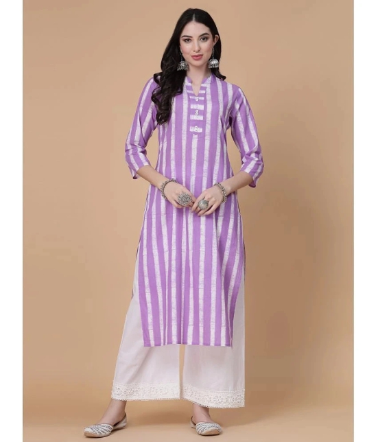 GOD BLESS Cotton Striped Straight Womens Kurti - Purple ( Pack of 1 ) - None