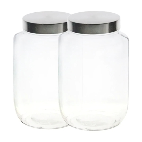 Yera Aahaar Steelex Storage Round Jar Set of 2 with Steel Cap - 500 ml