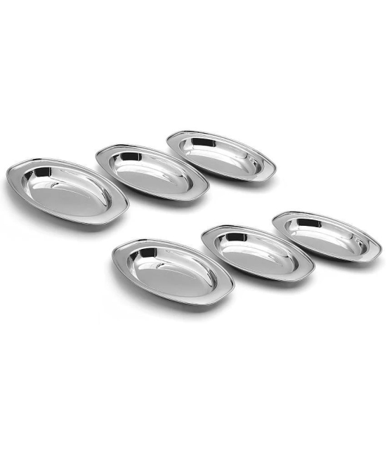 Dynore 6 Pcs Stainless Steel Silver Rice Plate - Silver