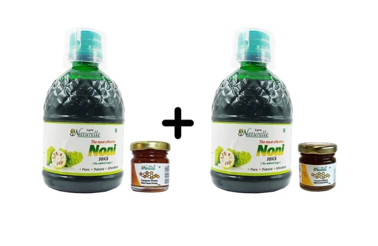 Farm Naturelle-Most Effective Noni juice-Combination of Noni, Kukum(Garcinia) and Grapes Extract-Relief against Joints problem, Chest and Diabetes, helps in Detoxification, enhances morning energy n mood and fat reduction-1+1 Free-2x400ml+ 2x55g Herbs Inf