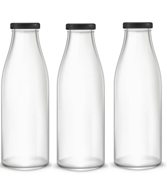 Somil Storage Milk Bottle Glass Transparent Milk Container ( Set of 3 ) - Transparent