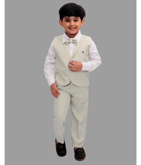 Fourfolds - Olive Cotton Blend Boys Shirt & Pants ( Pack of 1 ) - None