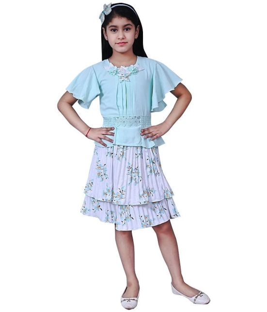 Arshia Fashions - Blue Polyester Girls Top With Skirt ( ) - None