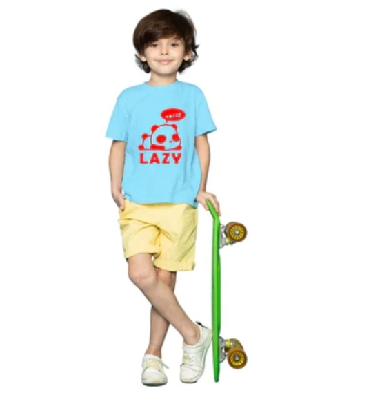 Boys Cotton Lazy Half Sleeve TShirt (Sky Blue) PID41497