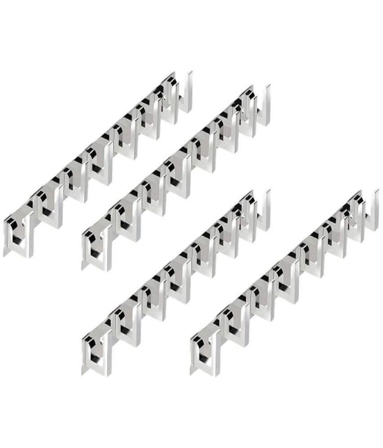 Onmax Steel plate with Aluminium Hook Wall Hooks Wall Hanger Cloth Hanger Wall Stand Wall khunti Key Holder Stainless Steel F Types 8 Hooks (Pack of 4 Pieces) (SSAK03)