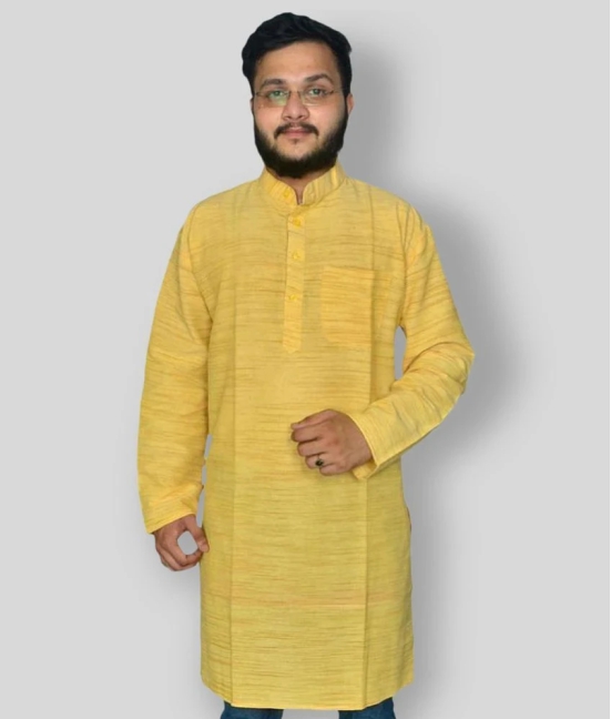 DESHBANDHU DBK - Yellow Cotton Blend Mens Regular Kurta ( Pack of 1 ) - None