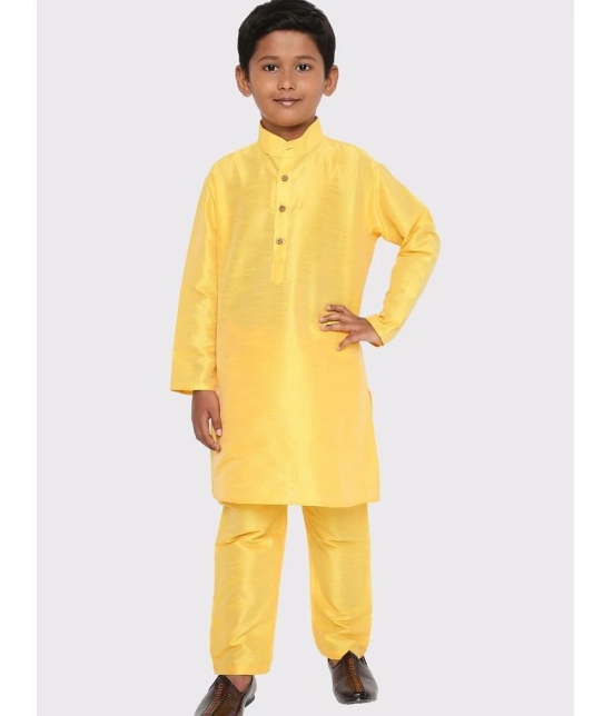 Maharaja - Yellow Silk Boys Kurta Sets ( Pack of 1 ) - None