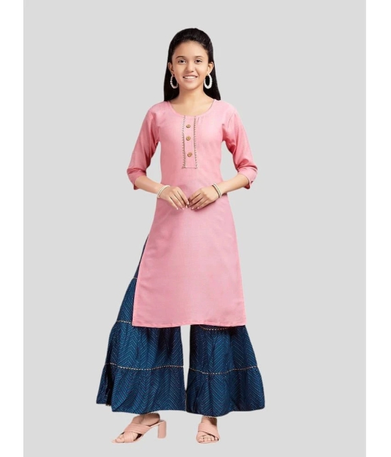 Aarika Peach Cotton Girls Kurta and Sharara Set ( Pack of 1 ) - None