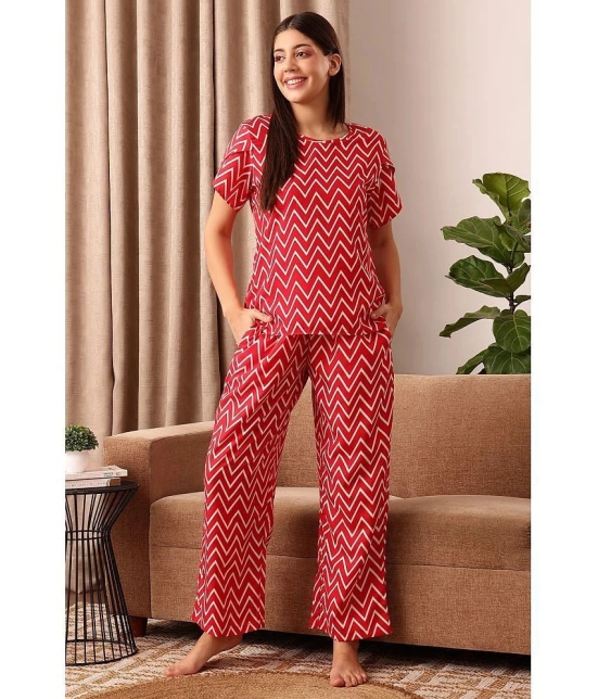 Clovia Red Crepe Womens Nightwear Nightsuit Sets ( Pack of 1 ) - None