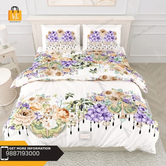 Bedsheet Adda-Super Mega King Size  King Size(108*108 in)-Pure Cotton Sanganeri Printed Jaipuri  Double Bedsheet With 2 Matching Pillow Covers-RJ-14-03-(108*108)-HT8211