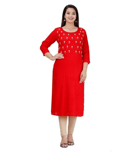 HIGHLIGHT FASHION EXPORT - Red Rayon Womens Straight Kurti - XXL