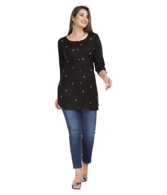 JC4U - Black Rayon Womens Straight Kurti - M