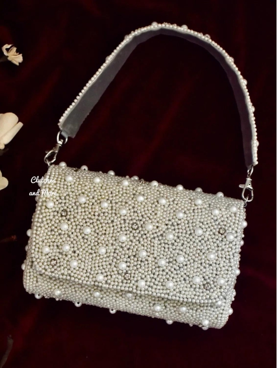 White Pearl and Diamond Flap Bag