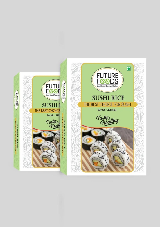 Future Foods Premium Japanese Sushi Rice | Short Grain | Healthy & Rich in Iodine | Sugar Free & Gluten Free | Cholesterol & Fat Free | Supports Digestion | Helps Boost Immune System | 450g(Pack 