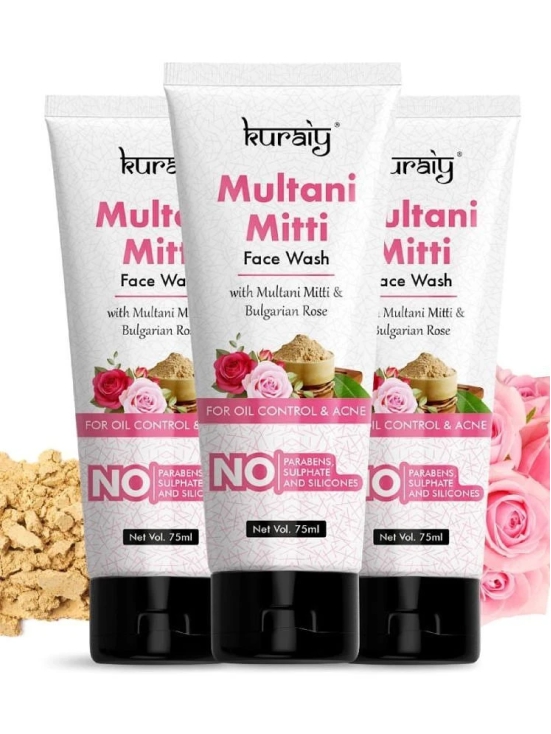 KURAIY Multani Mitti Face Wash for All Skin Types Controls Excess Oil Brightens & Purifies