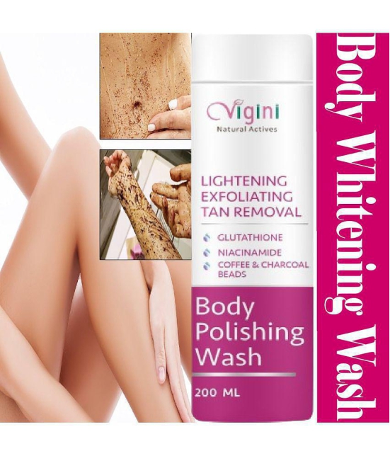 Vigini Skin Lightening Whitening Fairness Body Brightening Polishing Exfoliating Exfoliator D-Tan Pigmentation Dark Spots Removal Remover Scrub Sho@wer Gel Face Wash Glutathione Niacinamide 