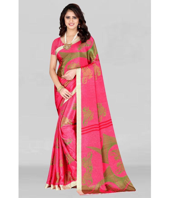 LEELAVATI - Pink Crepe Saree With Blouse Piece ( Pack of 1 ) - Pink