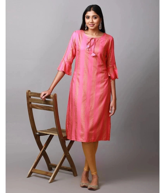 Alena Rayon Printed Straight Womens Kurti - Pink ( Pack of 1 ) - None