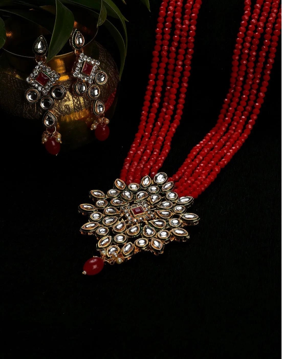 Kundan Beads Gold Plated Necklace Set