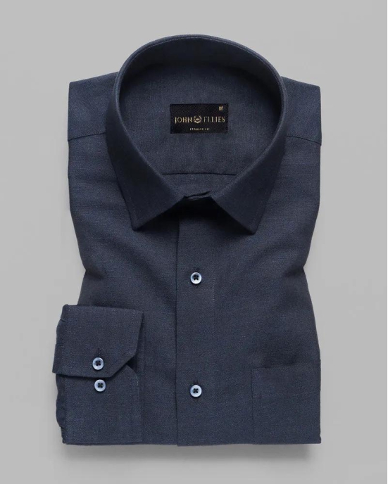 Dark Blue Super Soft Premium Cotton Formal Shirt-39 / S