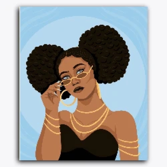 Girl with Curly Hair-Canvas Board